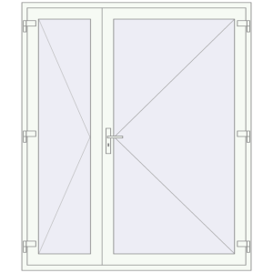 Drzwi zewnętrzne plastikowe 1800x2100 mm Podwójny liść. Widok od środka Zamów teraz Drzwi zewnętrzne 1800x2100 mm DOOR KORSA OPTIMUM REHAU BRILLANT RAL 9016 Traffic white dwustronny