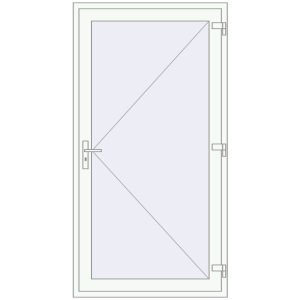 Drzwi zewnętrzne aluminiowe 1100x2100 mm Jednoskrzydłowe. Widok od środka Zamów teraz Drzwi zewnętrzne 1100x2100 mm DOOR ALU STANDARD 72 RAL 9016 Traffic white dwustronny