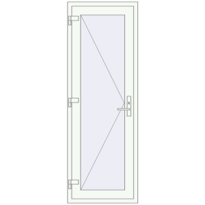 Plastic entrance door 690x2030 mm Single-leaf. View from inside Buy Entrance doors 690x2030 mm DOOR KORSA OPTIMUM REHAU BRILLANT RAL 9016 Traffic white two-sided
