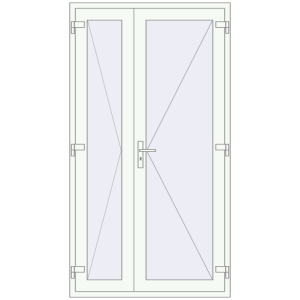 Plastic entrance door 1200x2200 mm Double-leaf. View from outside Buy Entrance doors 1200x2200 mm DOOR KORSA OPTIMUM REHAU BRILLANT RAL 9016 Traffic white two-sided