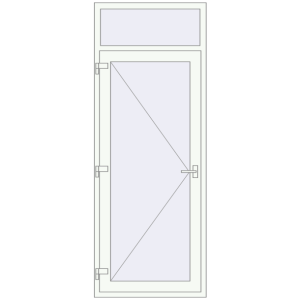 Drzwi zewnętrzne plastikowe 900x2370 mm Z naświetlem. Widok od środka Zamów teraz Drzwi zewnętrzne 900x2370 mm DOOR KORSA OPTIMUM REHAU BRILLANT RAL 9016 Traffic white dwustronny