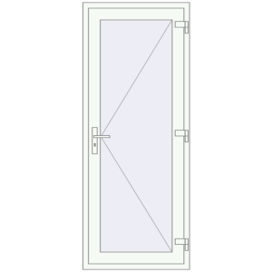Drzwi zewnętrzne plastikowe 800x2000 mm Jednoskrzydłowe. Widok od środka Zamów teraz Drzwi zewnętrzne 800x2000 mm DOOR KORSA OPTIMUM REHAU BRILLANT RAL 9016 Traffic white dwustronny