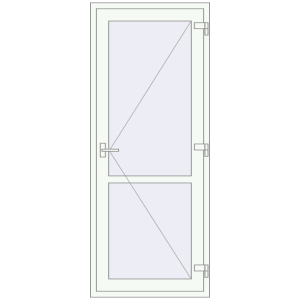Drzwi plastikowe 850x2100 mm Jednoskrzydłowe ze słupkiem. Widok od środka Zamów teraz Drzwi wewnętrzne 850x2100 mm REHAU BASE 60 TERRACE (Т94) RAL 9016 Traffic white dwustronny