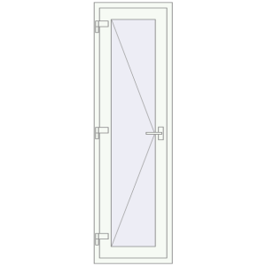 Drzwi plastikowe 590x2000 mm Jednoskrzydłowe. Widok od środka Zamów teraz Drzwi wewnętrzne 590x2000 mm REHAU BASE 60 (Z74) RAL 9016 Traffic white dwustronny
