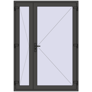 Plastic doors 1500x2100 mm Double-leaf. View from inside Buy Internal doors 1500x2100 mm REHAU BASE 60 TERRACE (Т94) BASALT_GREY two-sided