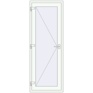Drzwi plastikowe 800x2050 mm Jednoskrzydłowe. Widok od środka Zamów teraz Drzwi wewnętrzne 800x2050 mm REHAU BASE 60 (Z74) RAL 9016 Traffic white dwustronny