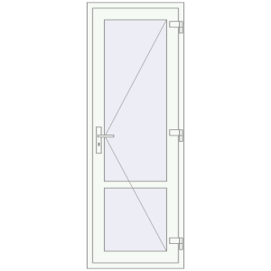 Plastic doors 730x2000 mm Single-leaf with mullion. View from inside Buy Internal doors 730x2000 mm REHAU BASE 60 TERRACE (Т94) RAL 9016 Traffic white two-sided