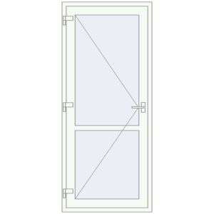 Plastic doors 880x2100 mm Single-leaf with mullion. View from inside Buy Internal doors 880x2100 mm REHAU BASE 60 (Z74) RAL 9016 Traffic white two-sided