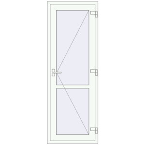 Plastic doors 740x2050 mm Single-leaf with mullion. View from inside Buy Internal doors 740x2050 mm REHAU BASE 60 TERRACE (Т94) RAL 9016 Traffic white two-sided
