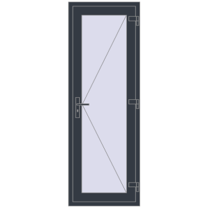 Plastic doors 650x1950 mm Single-leaf. View from inside Buy Internal doors 650x1950 mm REHAU BASE 60 TERRACE (Т94) ANTHRACITE_GREY_STRUKTURAL two-sided