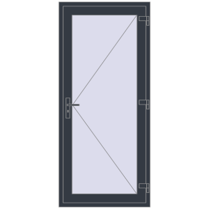 Plastic doors 875x2000 mm Single-leaf. View from inside Buy Internal doors 875x2000 mm REHAU BASE 60 (Z74) ANTHRACITE_GREY_STRUKTURAL two-sided