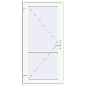 Plastic doors 1000x2000 mm Single-leaf with mullion. View from inside Buy Internal doors 1000x2000 mm REHAU BASE 60 (Z74) RAL 9016 Traffic white two-sided