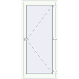 Plastic doors 1020x2170 mm Single-leaf. View from inside Buy Internal doors 1020x2170 mm REHAU BASE 60 (Z74) RAL 9016 Traffic white two-sided