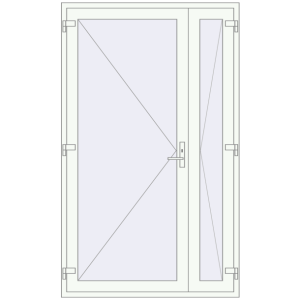 Drzwi plastikowe 1400x2320 mm Dwuskrzydłowe. Widok od środka Zamów teraz Drzwi wewnętrzne 1400x2320 mm REHAU BASE 60 (Z74) RAL 9016 Traffic white dwustronny