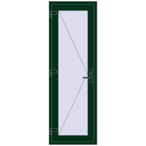 Plastic doors 675x2015 mm Single-leaf. View from inside Buy Internal doors 675x2015 mm REHAU BASE 60 (Z74) MOSS_GREEN two-sided