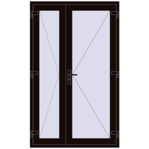 Drzwi plastikowe 1250x2050 mm Dwuskrzydłowe. Widok od środka Zamów teraz Drzwi wewnętrzne 1250x2050 mm REHAU BASE 60 TERRACE (Т94) BLACK_BROWN dwustronny