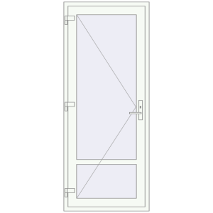 Plastic doors 870x2130 mm Single-leaf with mullion. View from inside Buy Internal doors 870x2130 mm REHAU BASE 60 (Z74) RAL 9016 Traffic white two-sided