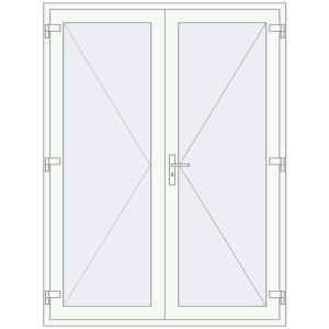 Plastic doors 1600x2130 mm Double-leaf. View from inside Buy Internal doors 1600x2130 mm REHAU BASE 60 (Z74) RAL 9016 Traffic white two-sided