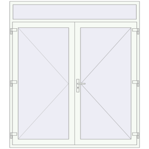 Plastic doors 2000x2250 mm Double-leaf. View from inside Buy Internal doors 2000x2250 mm REHAU BASE 60 (Z74) RAL 9016 Traffic white two-sided