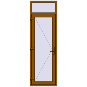 Plastic doors 750x2350 mm With fanlight. View from inside Buy Internal doors 750x2350 mm REHAU BASE 60 (Z74) GOLDEN OAK two-sided