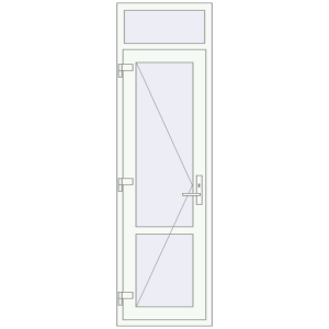Drzwi plastikowe 650x2200 mm Z wentylatorem. Widok od środka Zamów teraz Drzwi wewnętrzne 650x2200 mm REHAU BASE 60 (Z74) RAL 9016 Traffic white dwustronny