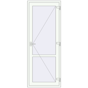 Plastic doors 860x2190 mm Single-leaf with mullion. View from inside Buy Internal doors 860x2190 mm REHAU BASE 60 (Z74) RAL 9016 Traffic white two-sided