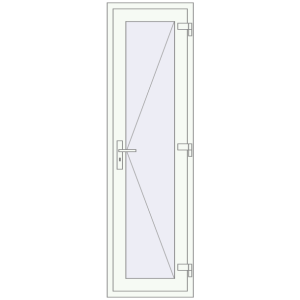 Drzwi plastikowe 600x2050 mm Jednoskrzydłowe. Widok od środka Zamów teraz Drzwi wewnętrzne 600x2050 mm REHAU BASE 60 TERRACE (Т94) RAL 9016 Traffic white dwustronny