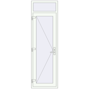 Drzwi plastikowe 700x2310 mm Z wentylatorem. Widok od środka Zamów teraz Drzwi wewnętrzne 700x2310 mm REHAU BASE 60 TERRACE (Т94) RAL 9016 Traffic white dwustronny