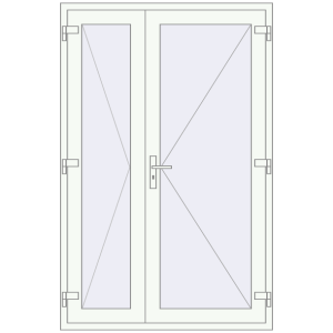 Drzwi plastikowe 1300x1980 mm Dwuskrzydłowe. Widok od środka Zamów teraz Drzwi wewnętrzne 1300x1980 mm REHAU BASE 60 (Z74) RAL 9016 Traffic white dwustronny