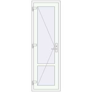 Plastic doors 650x2050 mm Single-leaf with mullion. View from inside Buy Internal doors 650x2050 mm REHAU BASE 60 TERRACE (Т94) RAL 9016 Traffic white two-sided