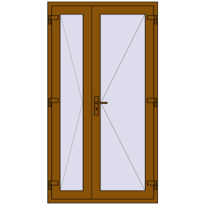 Drzwi plastikowe 1150x2100 mm Dwuskrzydłowe. Widok od środka Zamów teraz Drzwi wewnętrzne 1150x2100 mm REHAU BASE 60 TERRACE (Т94) GOLDEN OAK dwustronny