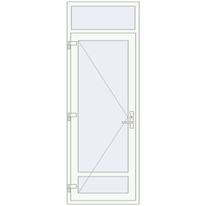 Drzwi plastikowe 850x2380 mm Z wentylatorem. Widok od środka Zamów teraz Drzwi wewnętrzne 850x2380 mm REHAU BASE 60 (Z74) RAL 9016 Traffic white dwustronny