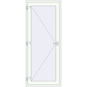 Drzwi plastikowe 940x2200 mm Jednoskrzydłowe. Widok od środka Zamów teraz Drzwi wewnętrzne 940x2200 mm REHAU BASE 60 (Z74) RAL 9016 Traffic white dwustronny