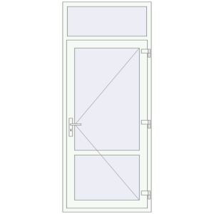 Drzwi plastikowe 970x2300 mm Z wentylatorem. Widok od środka Zamów teraz Drzwi wewnętrzne 970x2300 mm REHAU BASE 60 TERRACE (Т94) RAL 9016 Traffic white dwustronny