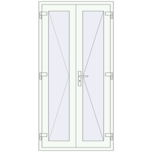 Plastic doors 1000x2000 mm Double-leaf. View from inside Buy Internal doors 1000x2000 mm REHAU BASE 60 (Z74) RAL 9016 Traffic white two-sided