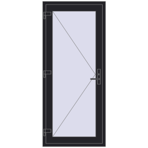 Plastic doors 830x1915 mm Single-leaf. View from inside Buy Internal doors 830x1915 mm REHAU BASE 60 (Z74) BLACK_ULTI-MATT two-sided