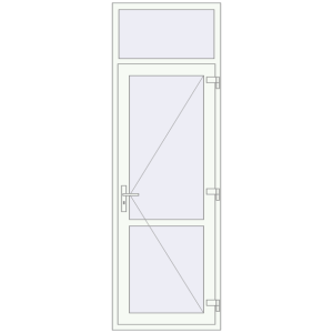 Plastic doors 830x2500 mm With fanlight. View from inside Buy Internal doors 830x2500 mm REHAU BASE 60 (Z74) RAL 9016 Traffic white two-sided