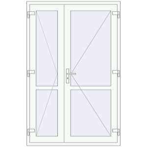 Plastic doors 1300x2000 mm Double-leaf with mullion. View from inside Buy Internal doors 1300x2000 mm REHAU BASE 60 (Z74) RAL 9016 Traffic white two-sided