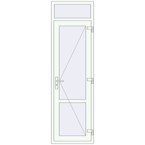 Plastic doors 700x2340 mm With fanlight. View from inside Buy Internal doors 700x2340 mm REHAU BASE 60 TERRACE (Т94) RAL 9016 Traffic white two-sided