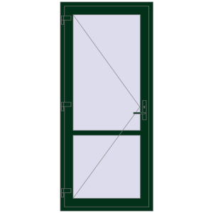 Plastic doors 950x2140 mm Single-leaf with mullion. View from inside Buy Internal doors 950x2140 mm REHAU BASE 60 (Z74) MOSS_GREEN two-sided