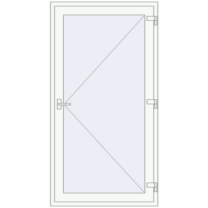 Plastic doors 1075x2005 mm Single-leaf. View from inside Buy Internal doors 1075x2005 mm REHAU BASE 60 TERRACE (Т94) RAL 9016 Traffic white two-sided