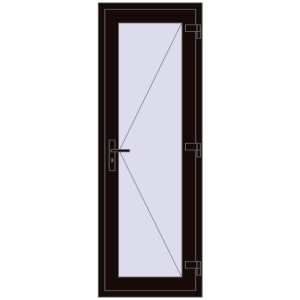 Plastic doors 670x1900 mm Single-leaf. View from inside Buy Internal doors 670x1900 mm REHAU BASE 60 TERRACE (Т94) BLACK_BROWN two-sided