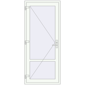 Plastic doors 900x2100 mm Single-leaf with mullion. View from inside Buy Internal doors 900x2100 mm REHAU BASE 60 (Z74) RAL 9016 Traffic white two-sided