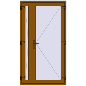 Drzwi plastikowe 1150x2100 mm Dwuskrzydłowe. Widok od środka Zamów teraz Drzwi wewnętrzne 1150x2100 mm REHAU BASE 60 TERRACE (Т94) GOLDEN OAK dwustronny