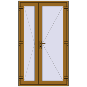 Plastic doors 1200x2050 mm Double-leaf. View from inside Buy Internal doors 1200x2050 mm REHAU BASE 60 TERRACE (Т94) LIGHT_OAK two-sided
