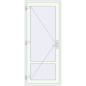 Plastic doors 870x2050 mm Single-leaf with mullion. View from inside Buy Internal doors 870x2050 mm REHAU BASE 60 (Z74) RAL 9016 Traffic white two-sided