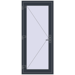 Plastic doors 830x1915 mm Single-leaf. View from inside Buy Internal doors 830x1915 mm REHAU BASE 60 (Z74) ANTHRACITE_GREY_STRUKTURAL two-sided