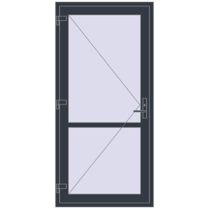 Plastic doors 980x2050 mm Single-leaf with mullion. View from inside Buy Internal doors 980x2050 mm REHAU BASE 60 (Z74) ANTHRACITE_GREY_STRUKTURAL two-sided