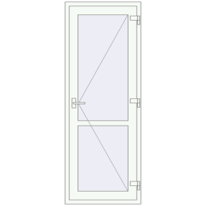Plastic doors 750x2050 mm Single-leaf with mullion. View from inside Buy Internal doors 750x2050 mm REHAU BASE 60 (Z74) RAL 9016 Traffic white two-sided