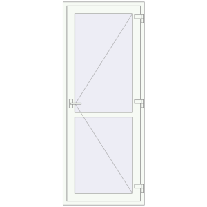 Drzwi plastikowe 900x2250 mm Jednoskrzydłowe ze słupkiem. Widok od środka Zamów teraz Jednoskrzydłowe i dwuskrzydłowe drzwi szklane 900x2250 mm ENERGY-SAVING REHAU SYNEGO Т126